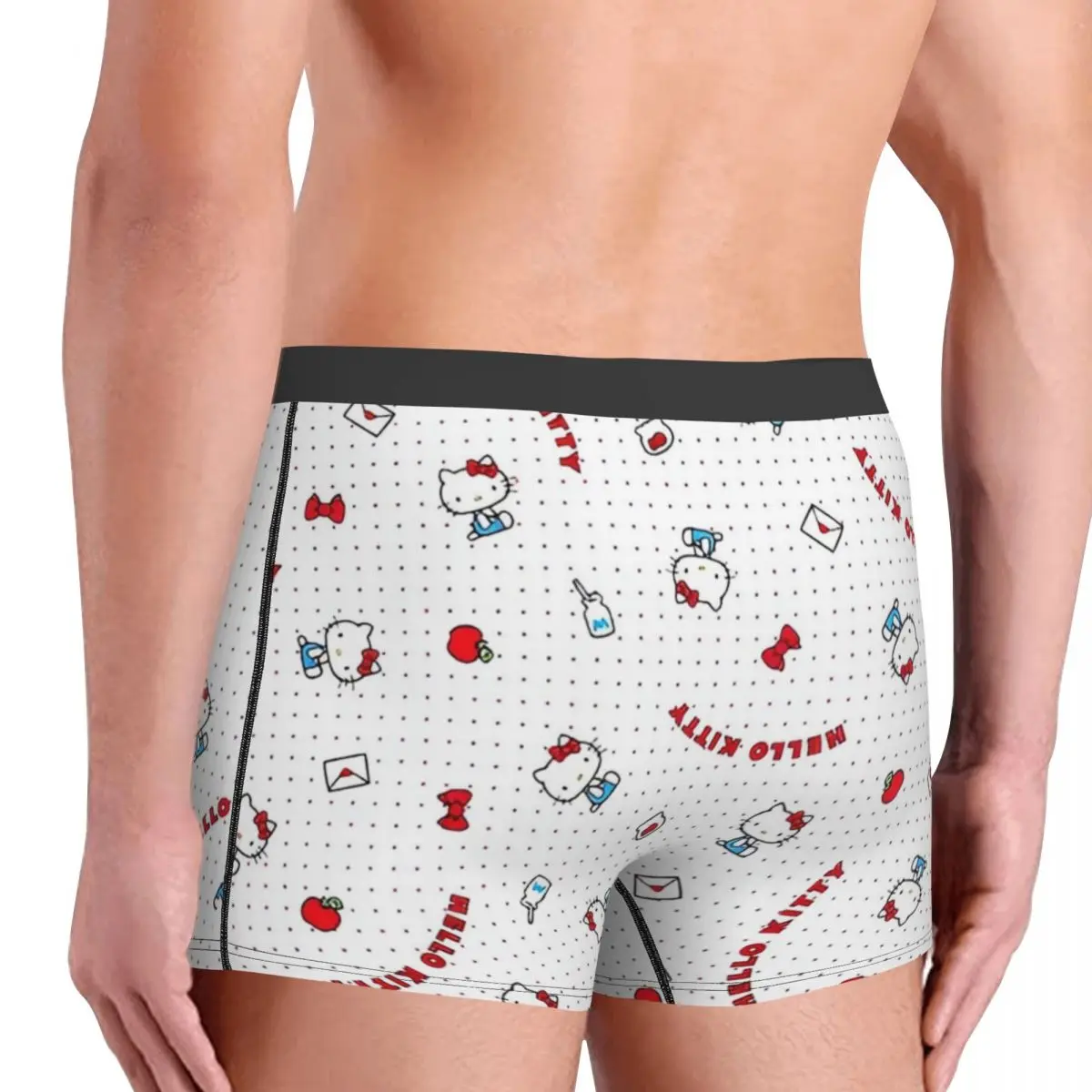 Hello Kitty dos homens amor leite boxers, roupa interior confortável, shorts estampados, panites respiráveis, bem-humorado