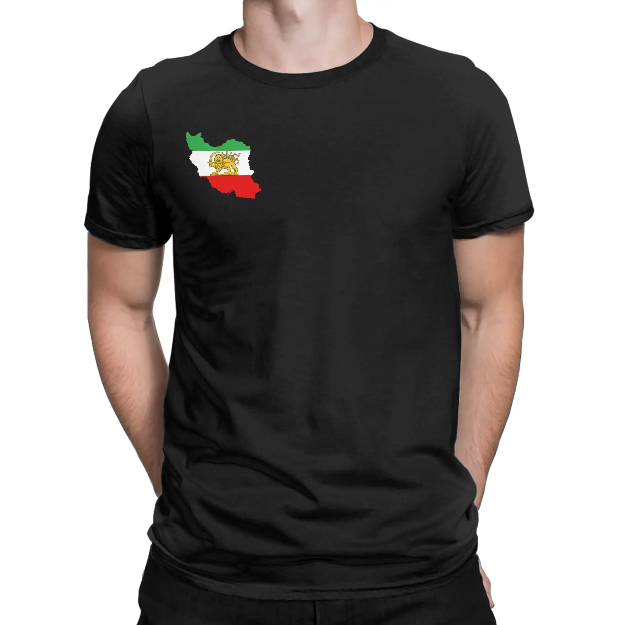 Men Iran Flag Map Persian Lion and Sun T Shirt Iranian Heritage Cotton Clothes Funny Short Sleeve Round Neck Tees New T-Shirt