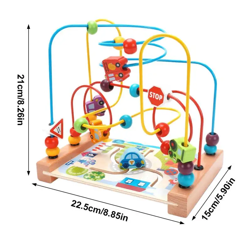 Bead Maze Toy Cute Cartoon Wooden Montessori Maze Circles Around Beads Abacus Math Toys Shape Color Cognition Kids Wooden Toys