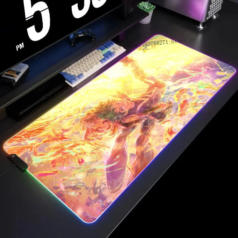 

Izuku Midoriya And Ochaco Uraraka My Hero Academia Mousepad XXL RGB Gaming Mouse Pads HD Black Gamer Accessories Large LED