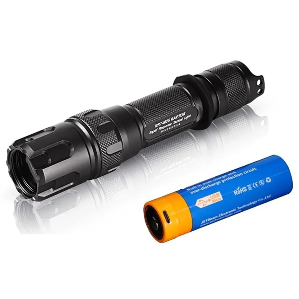 JetBeam RRT-M2S Mini LEP Flashlight 480LM WP-T2 Laser Torch with 21700 Battery for Camping Self Defense Hunting