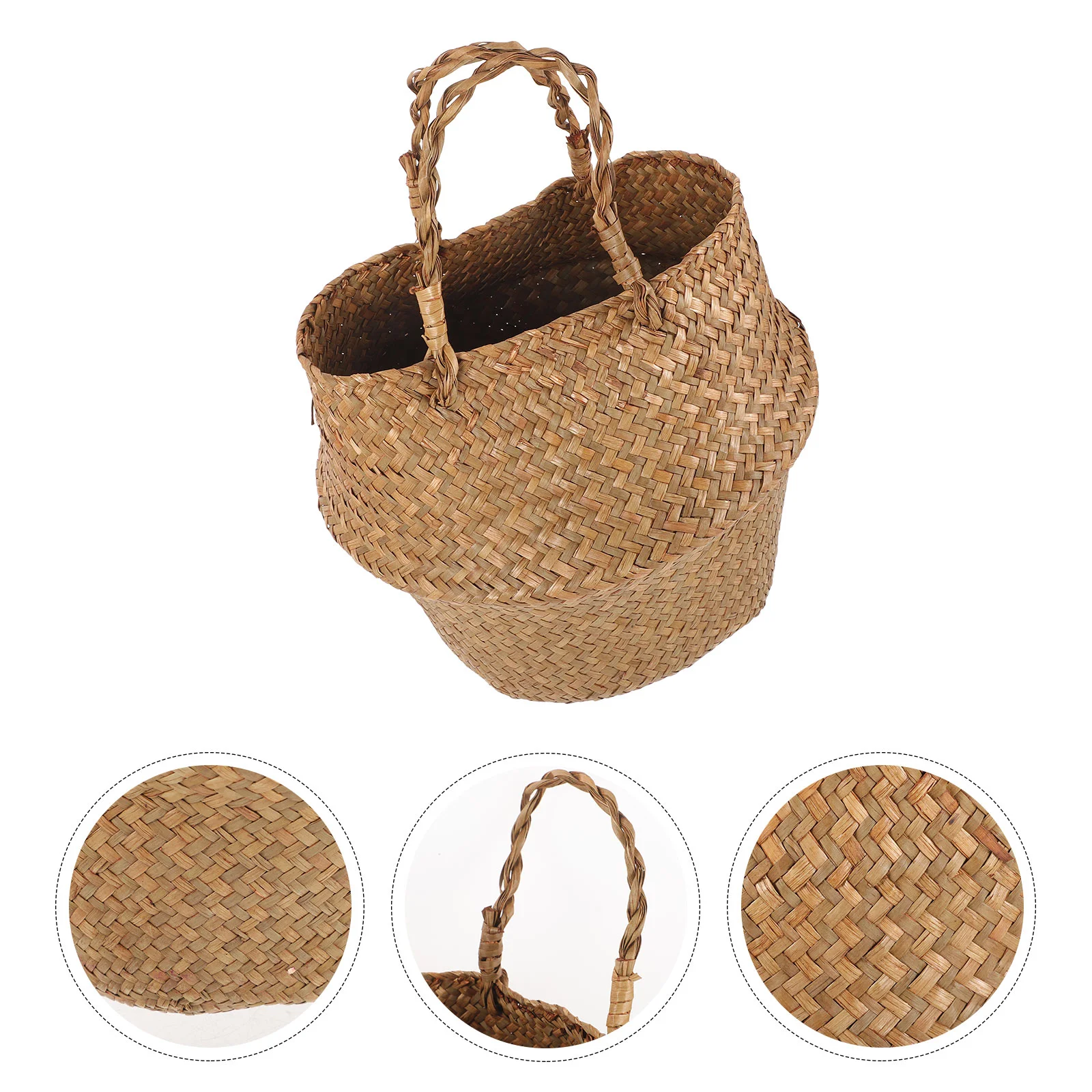 Seagrass Woven Flower Basket Laundry Easter Round Braided Baskets for Storage Handmade