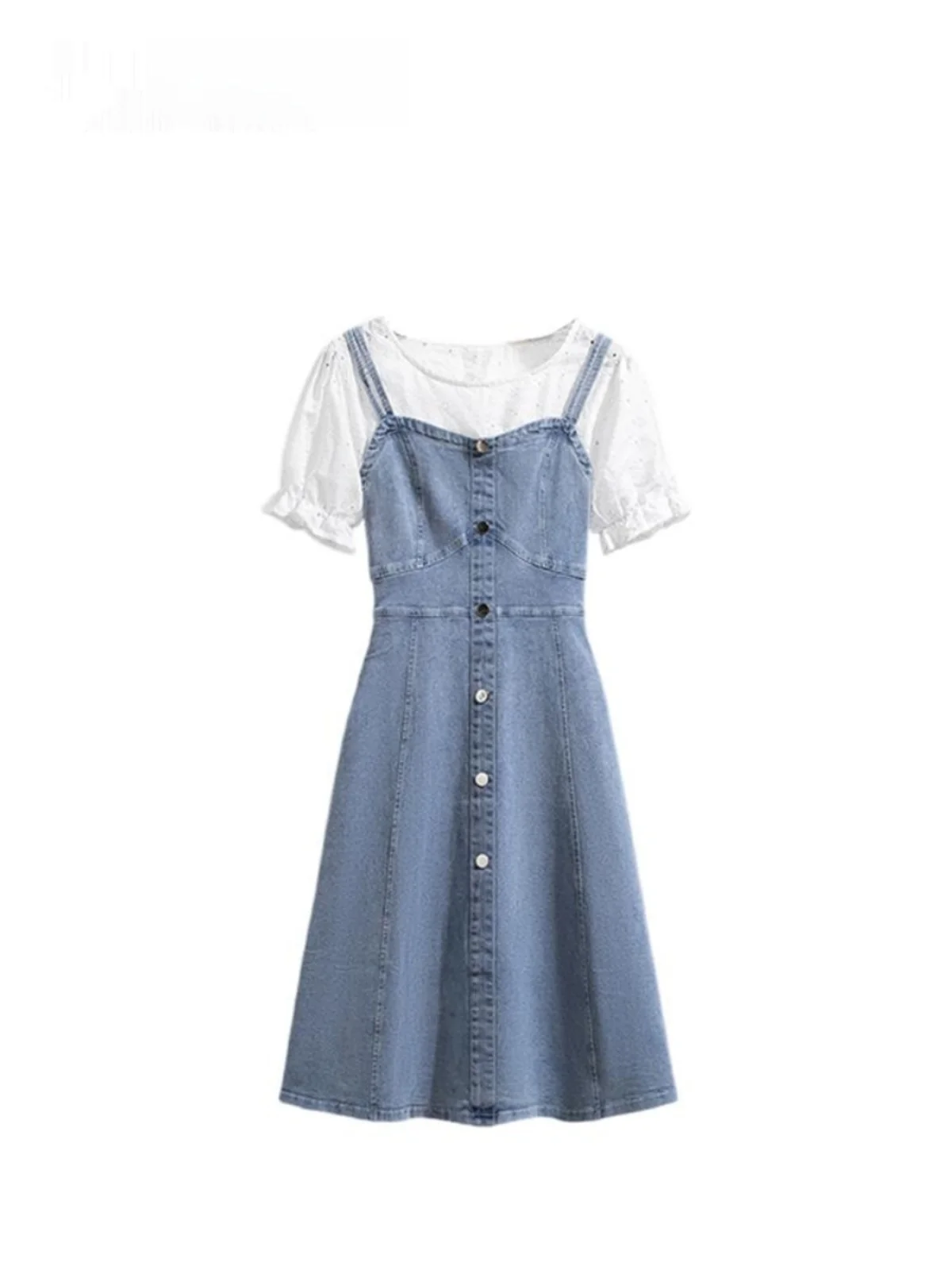 

plus Size Denim Dress Casual Waist-Cinching Loose Slimming Summer Dress for plus Size Women Comfortable Cotton Commute Style