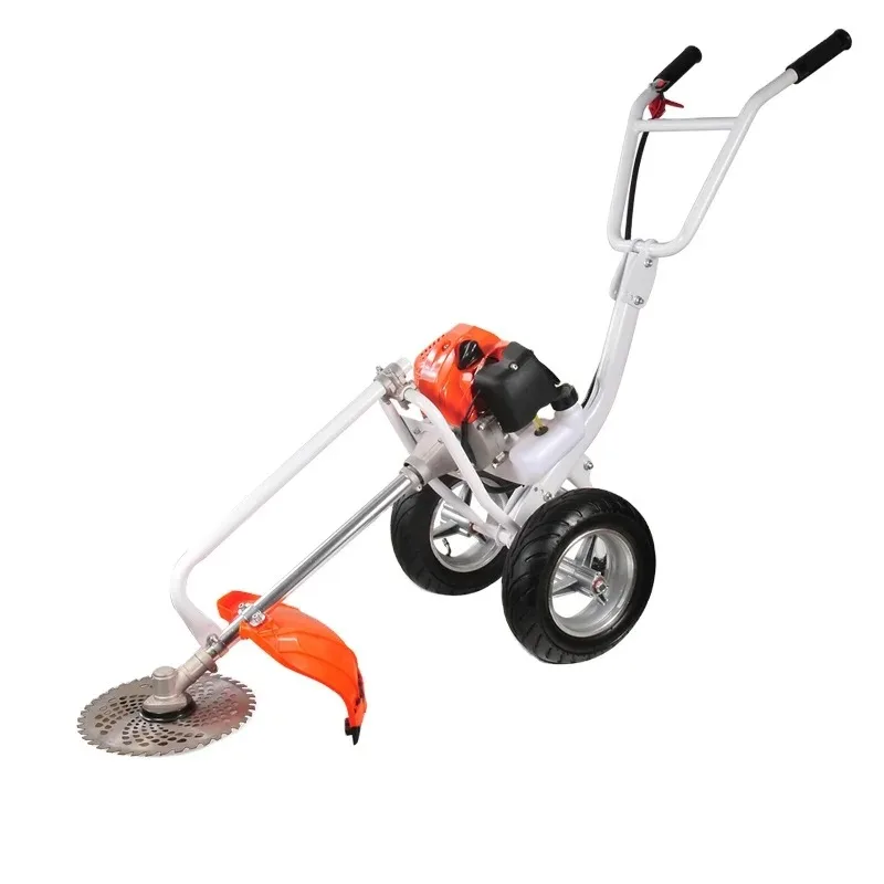 Two  Wheel  Brush  Cutter  52cc 2 Stroke Grass Trimmer Hand Push High Efficiency Garden Farm Weed Cutting Equipment CE Certified