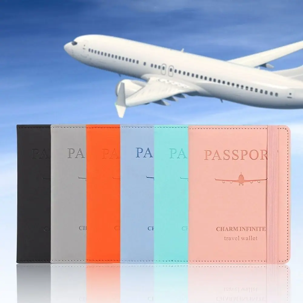 With RFID PU Leather Passport Holder Travel Wallet PU Passport Clip Man Women