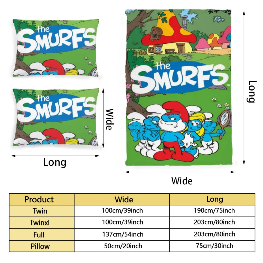 The-Smurfs The-Smurfs Bed Sheets Set Comforter Quilt Cover Duvets Single Bedding