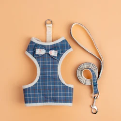 Small Dog Chest Harness Set with Leash Cute Undershirt Styles Bow Tie Pet Chest Harness Suitable for Walking Cats Puppies Leash