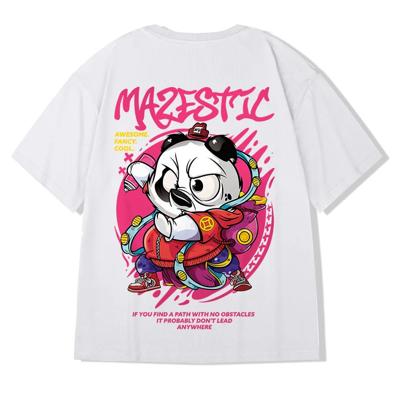 Men\'s Hip Hop Harajuku Casual T-Shirt Panda Graffiti 3D Digital Printing Shirt Street Fashion Oversized Short Sleeve Clothing