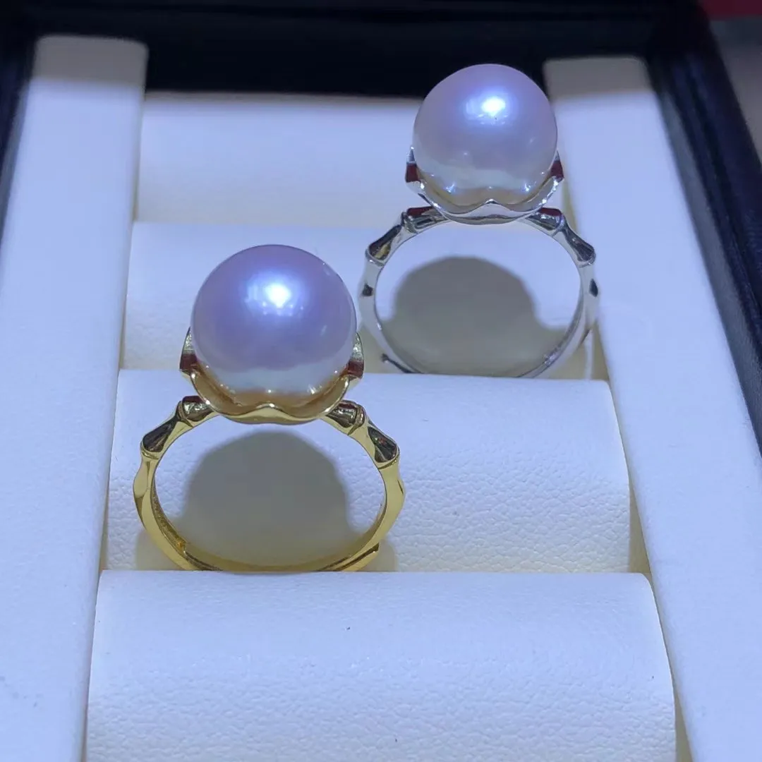 

S925 Sterling Silver Adjustable Ring Mount Settings Findings Mountings Accessory Parts Fittings for 11-12mm Pearls 5pcs/lot