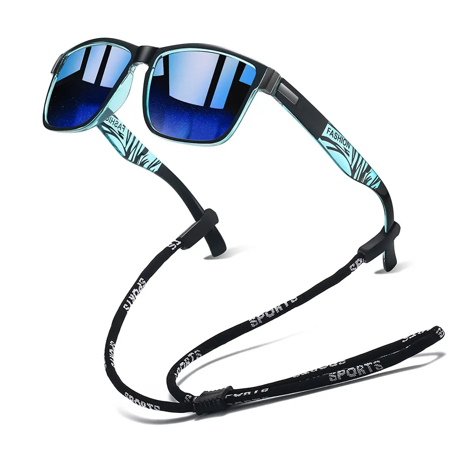 مع سلسلة الموضة الكلاسيكية مربع UV400 النظارات الشمسية الرجال النساء القيادة الصيد الملونة العصرية خفيفة الوزن في الهواء الطلق نظارات