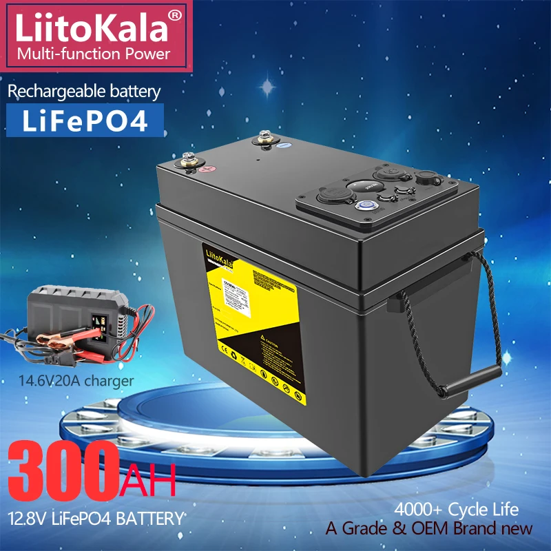 

Аккумуляторная батарея LiitoKala, литий-железо-фосфатный аккумулятор 12 В, 300 Ач, 150 Ач, 200 ач, для домов на колесах, камер для гольфа, внедорожников, внедорожников, солнечных батарей, с выходом USB Type-C, QC3.0