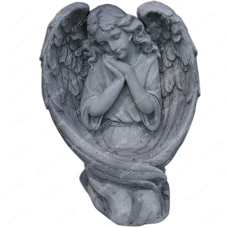 Angel Garden Decoration European and American Style Retro Figure Sculpture Outdoor Balcony Courtyard Home Desktop Decoration