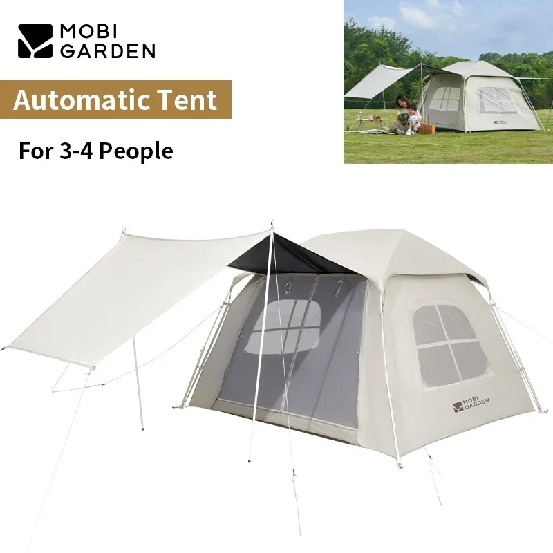 

MOBI GARDEN Camping With Canopy Tent Zero Home Edition 150 Vinyl Pop Up 3-4 Person Waterproof Automatic Outdoor Beach for Family