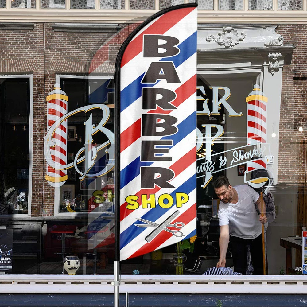 Barber Shop Swooper Feather Flag Custom Beach Banner outdoor Promotion for Business Advertising