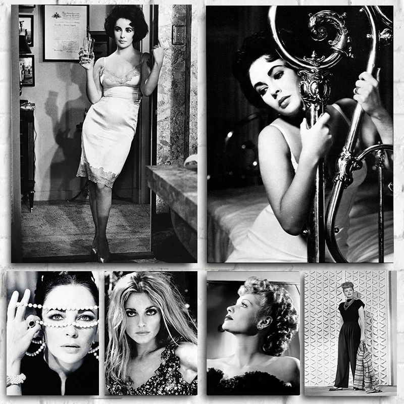 Elizabeth Taylor Sharon Tate Lucille Ball Vintage Attractive Female Poster Canvas Printing Wall Art Picture for Room Home Decor