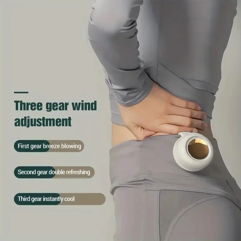 مروحة كهربائية صغيرة محمولة صامتة بلا شفرات ، مروحة خصر معلقة 3 سرعات قابلة للتعديل ، جسم دوار ، مناسبة للأنشطة الخارجية
