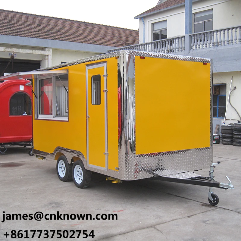 Carrinho de comida móvel de 4m de comprimento para venda, suporte para personalização e com fritadeira grátis
