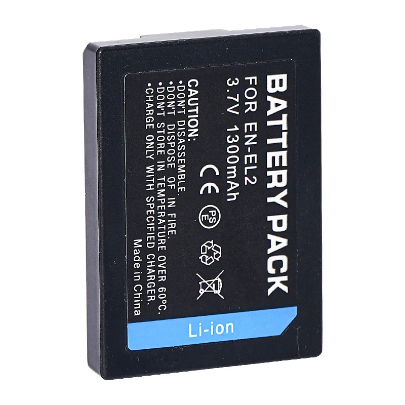니콘 9904/COOLPIX 2500/3500/SQ용 EN-EL2 1300mAh 카메라 리튬 배터리, 긴 배터리 수명