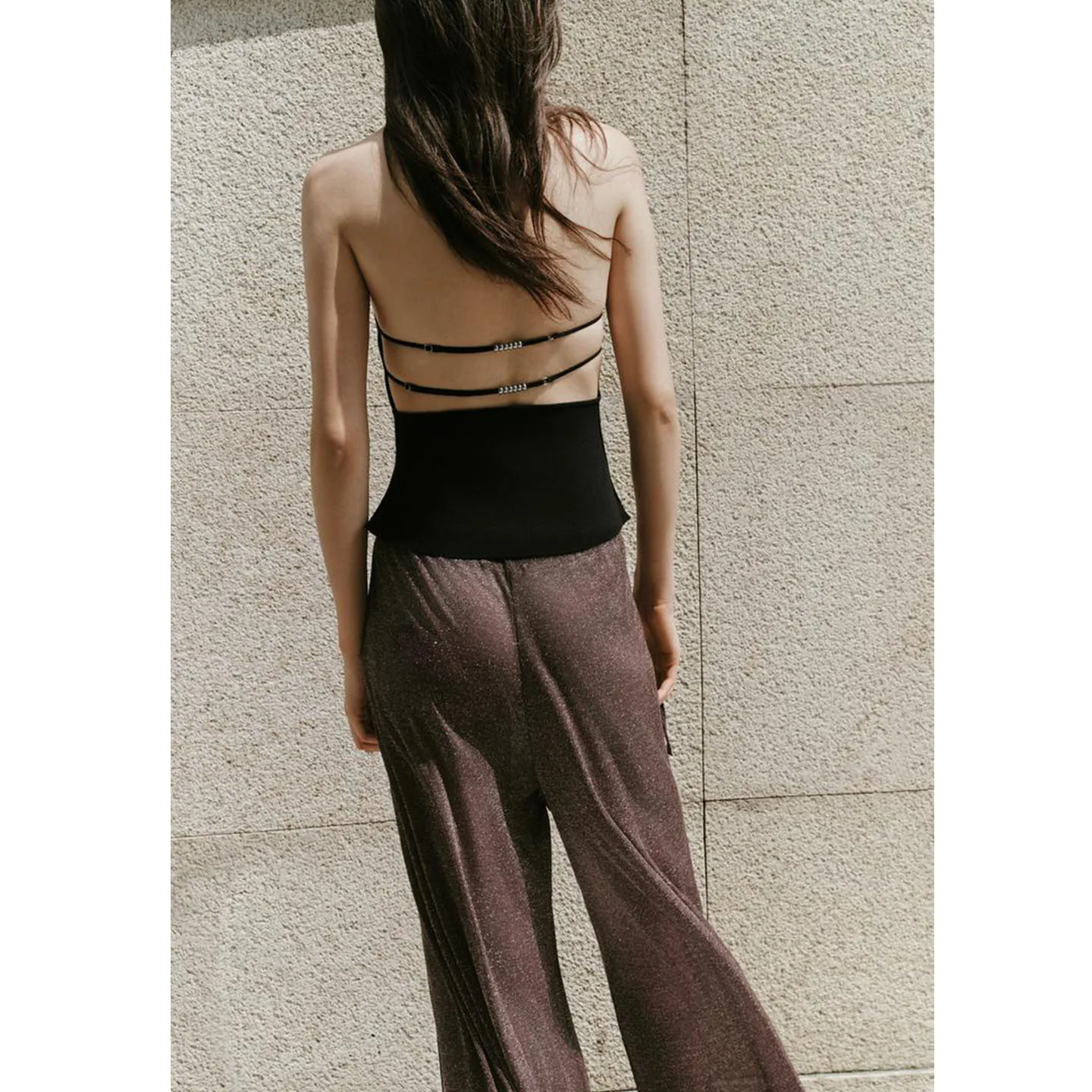 Sexy Bla Off-Shoulder-Strickoberteil, Neuankömmling, Herbstsaison 2025, Polyesterfaser, lässige SLE-Weste, trägerloser Bal