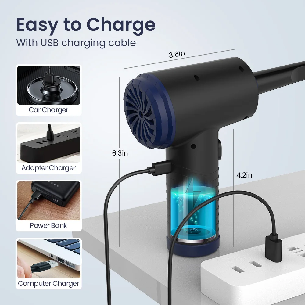 

GGMM AD-01 Super Powerful Turbo Jet Vacuum Cleaner Dust Blower With Vacuum Kit Air Fan Type-c Rechargeable Portable Motor