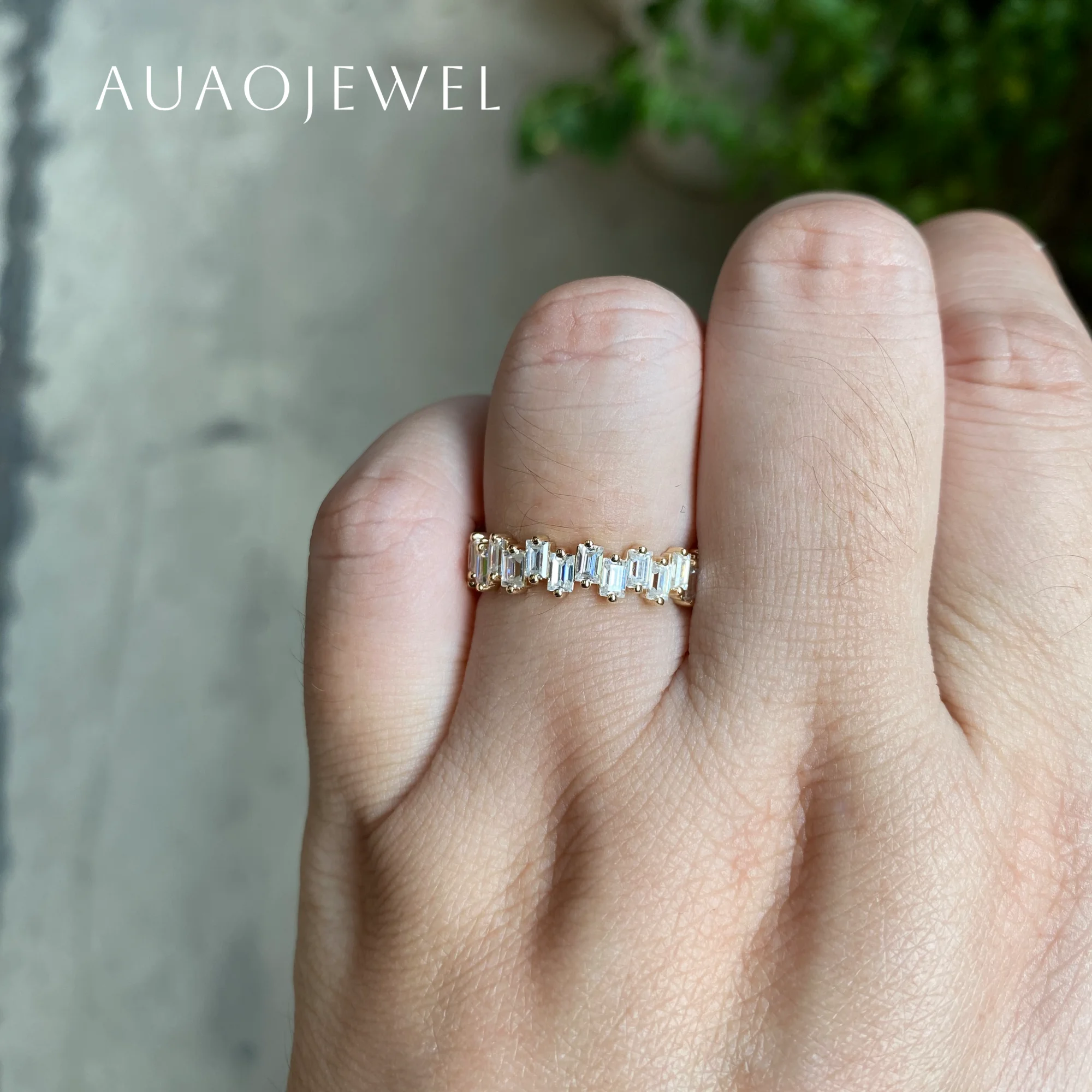 

AUAOJEWEL Moissanite Wedding Ring Band 2X3Mm Bagues Femmes 925 Sterling Silver Rings 10K 14K 18K 9K Real Gold Designer Jewelry