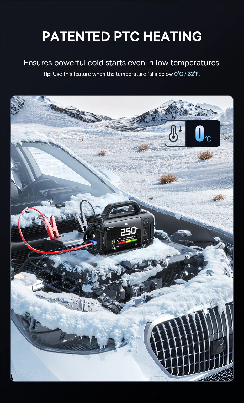 Baseus VJ1 3000A Starthilfe 4-in-1 150PSI Luftkompressor Powerbank 21600mAh Auto-Batterie Notfall-Booster Tragbares Startgerät – Detail 6