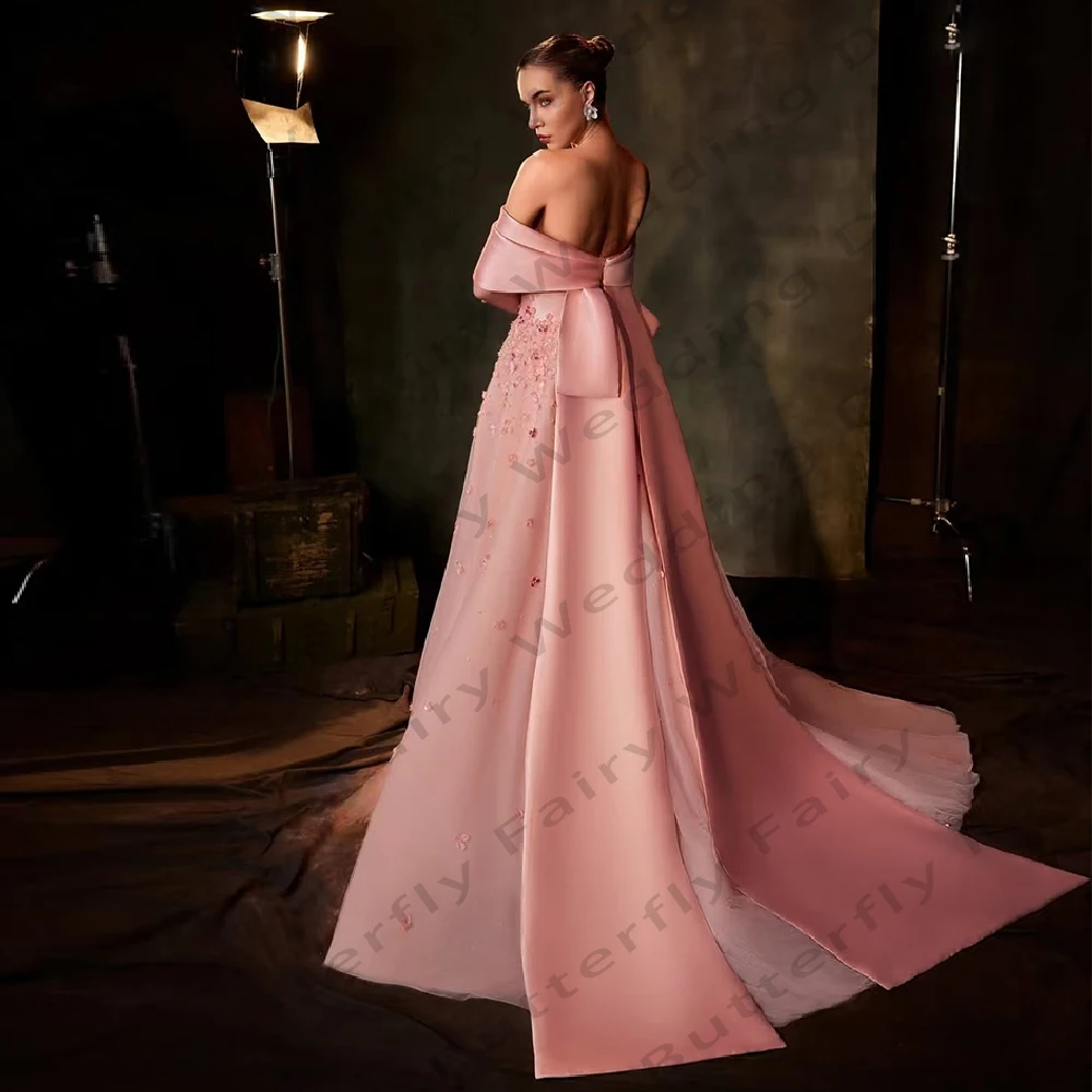 Vintage Women's Prom Dresses Sexy Off Shoulder A-Line 3D Stickers Princess Evening Gowns Formal Beach Party Customized فساتين سه