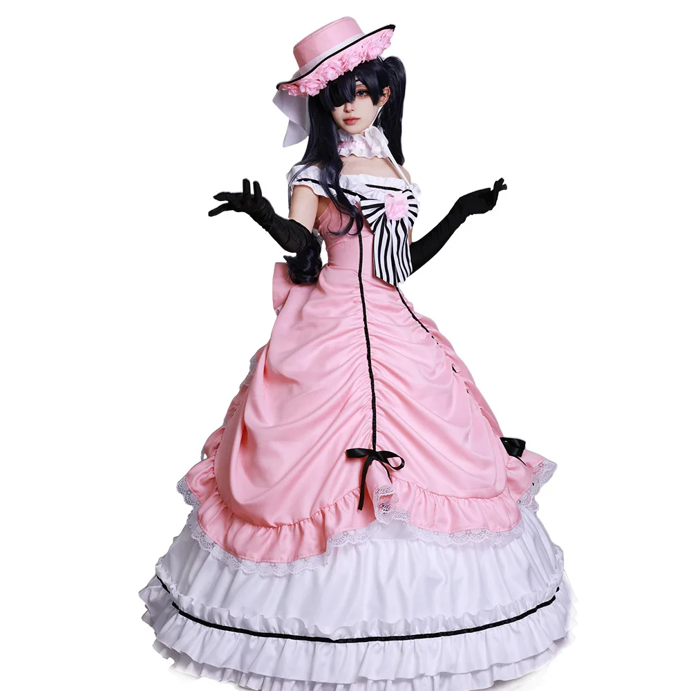 

Anime Black Butler Ciel Phantomhive Pink Robin Uniform Cosplay Costume Unises Dress Halloween Wig Carnival Women Anime Costume