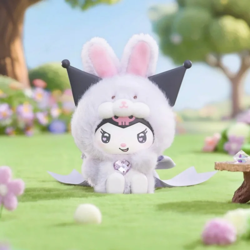 

New Genuine Sanrio Cartoon Diamond Bunny Baby Series Plush Blind Box Kuromi Hello Kitty Macaron Pendant Toys Gifts