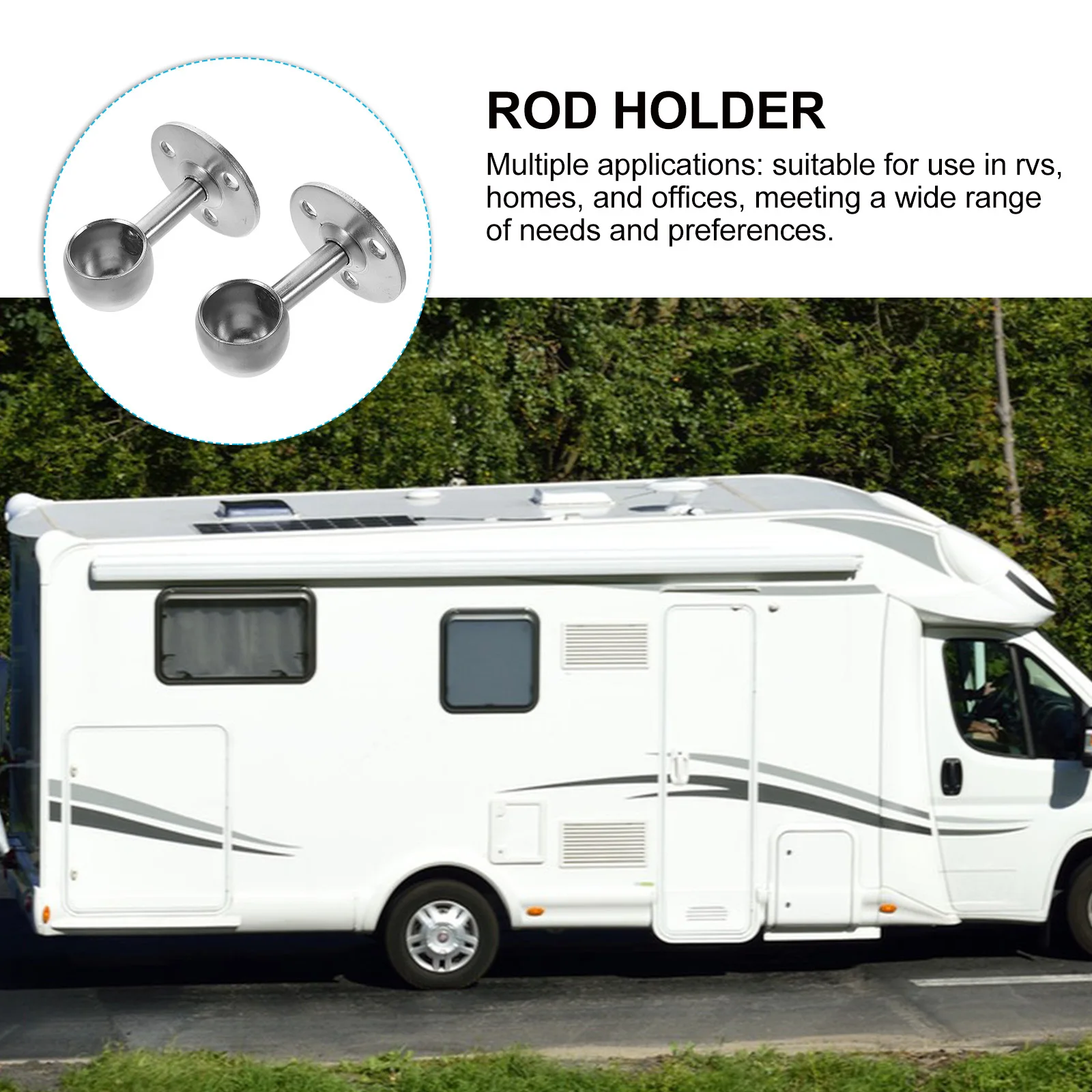 

2Pcs Stainless Steel Curtain Rod Holders Heavy Duty Closet Rod Brackets for Shower Wardrobe Wall Ceiling Installation