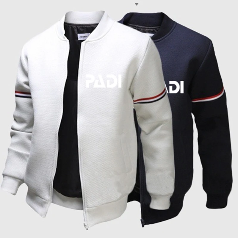 2024 Scuba Driver Padi New Spring and Autumn Men Fashion Jackets Outdoor Sportwears Solid Color Stand Collar Flight Jackets Tops