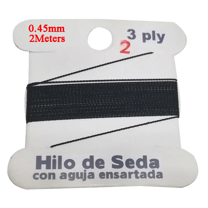 

Шнур длиной 2 м, диаметр 0,45 мм, черный, 100% натуральный шелк, бисер с иглой