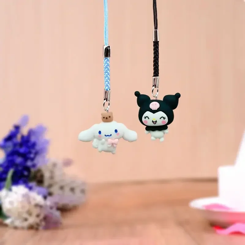 Cute Sanrio cartoon character Kuromi Hello kitty Hello kitty Cinnamoroll mobile phone lanyard Keychain Bag ornament Holiday gift view 4