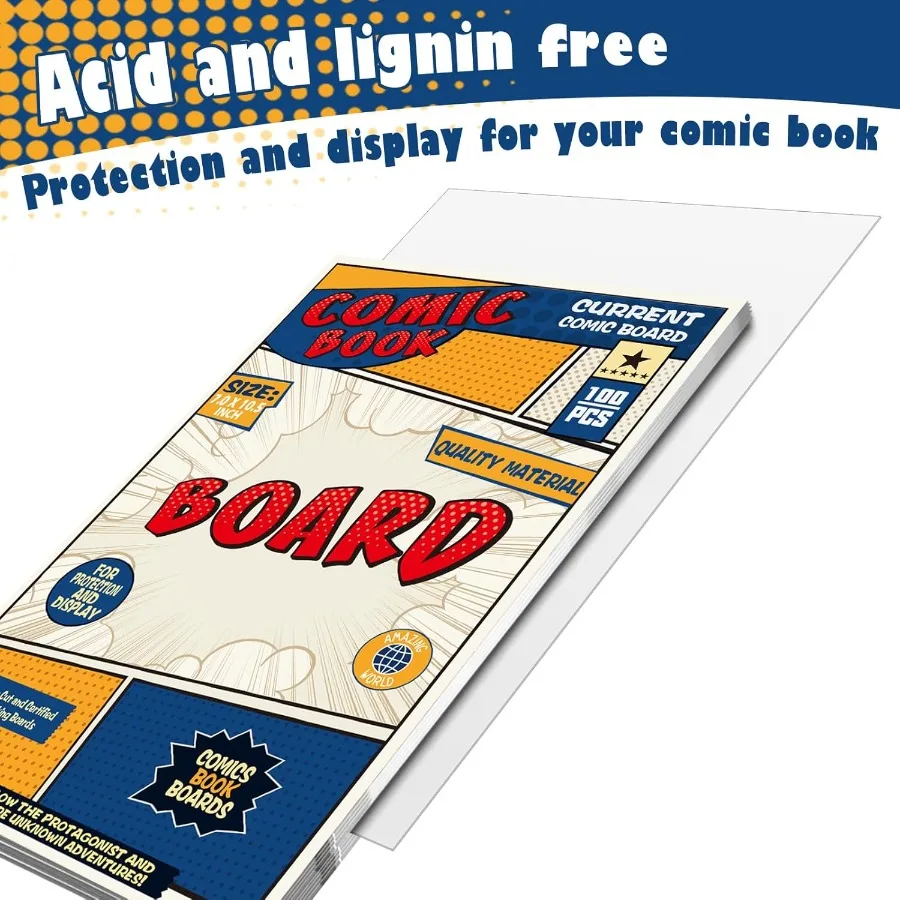 100 Tabelloni per fumetti Tabelloni per fumetti di dimensioni attuali Tabelloni posteriori per fumetti regolari spessi e durevoli e boa per fumetti riutilizzabili