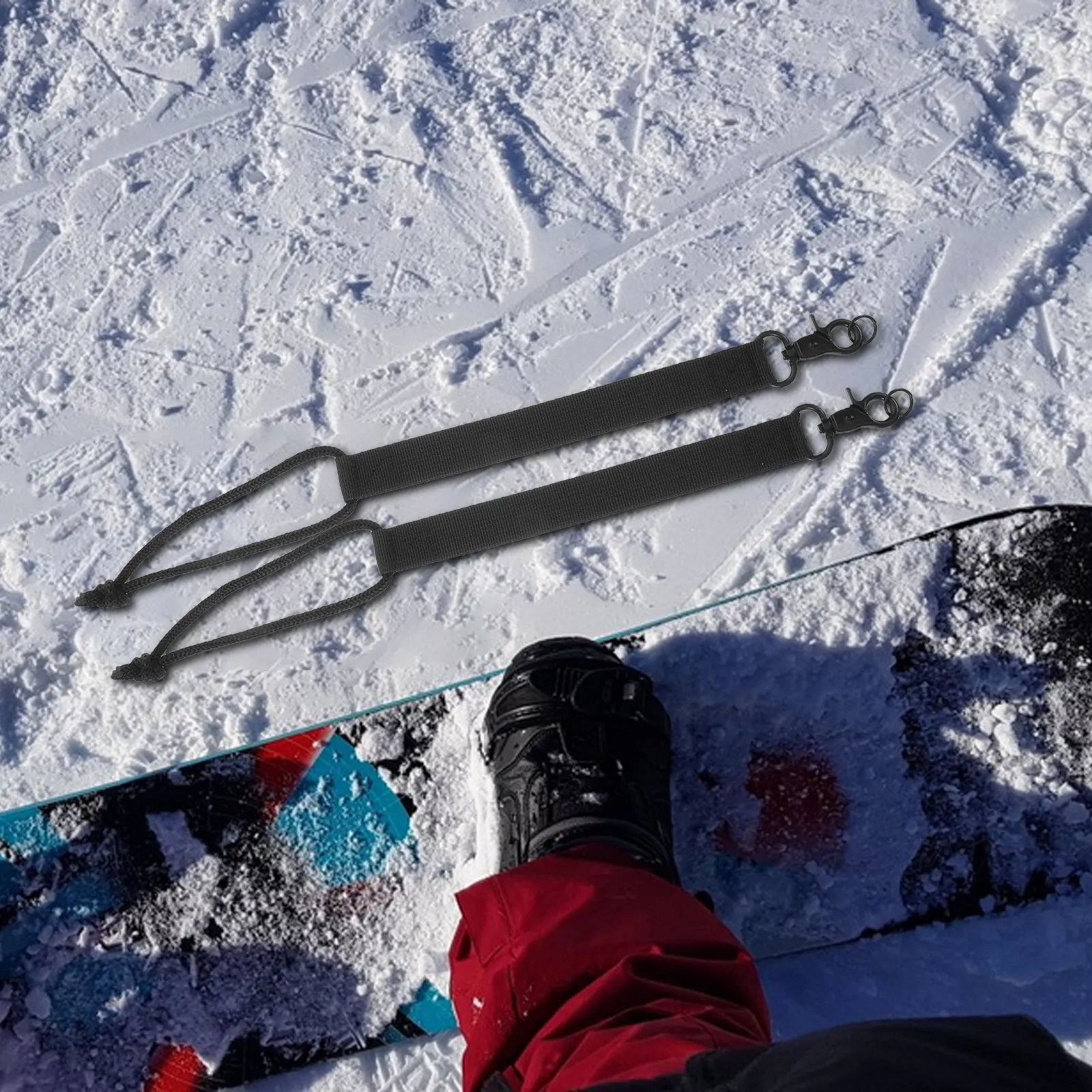 

2Pcs Snowboard Leash Cord Adjustable Black Boot Binding Strap Secure Snowboard Strap Fastener Ski Gear Snowboarding Accessories