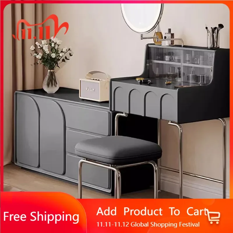 

Aesthetic Drawer Dressing Mirrors Table Luxury Nordic Bedroom Vanity Table Black Storage Reception Penteadeira Trendy Furniture