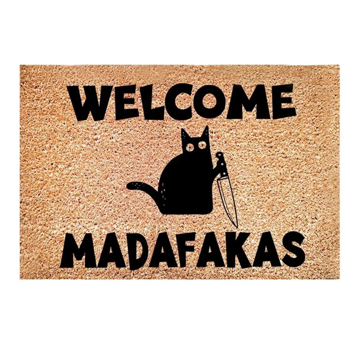 Dark Cat Welcome Madafakas Full Print Doormat Fun Doormat Home Decor Kitchen Bathroom Decor Give People Fun Gifts