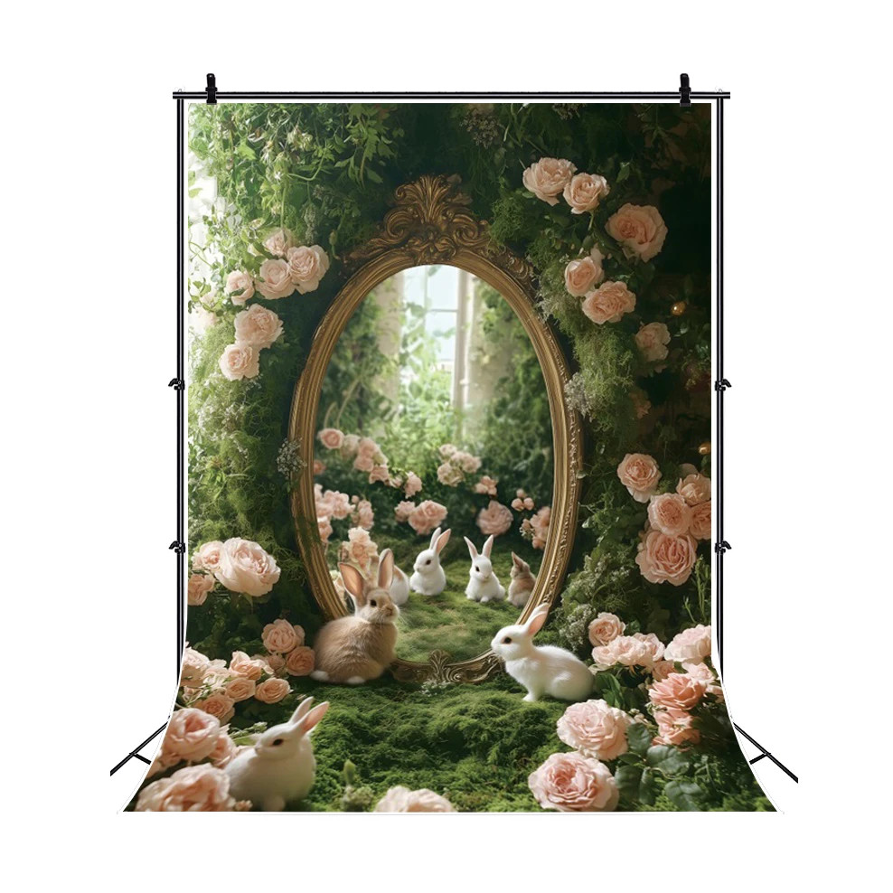 부활절 사진 배경 용수철 숲 꽃 금속 아치 소녀 공주 생일 파티 장식, 예술 초상화 배경