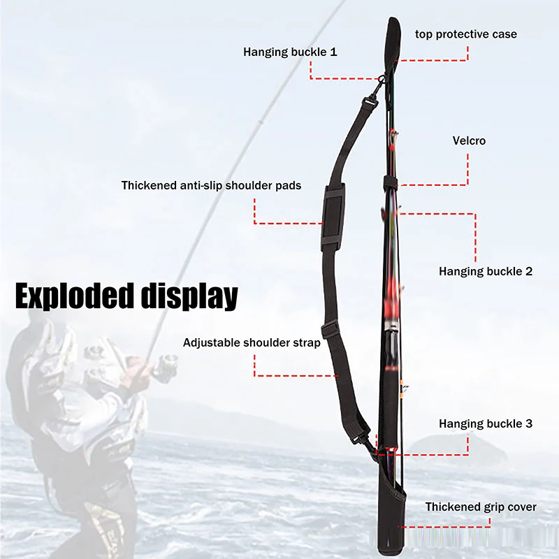 ★▲Adjustable Fishing Rod Storage Bag Portable Fishing Rod Shoulder Belt Fishing Rod Belt Protector Reel Fishing Accessories 1PC - view 4