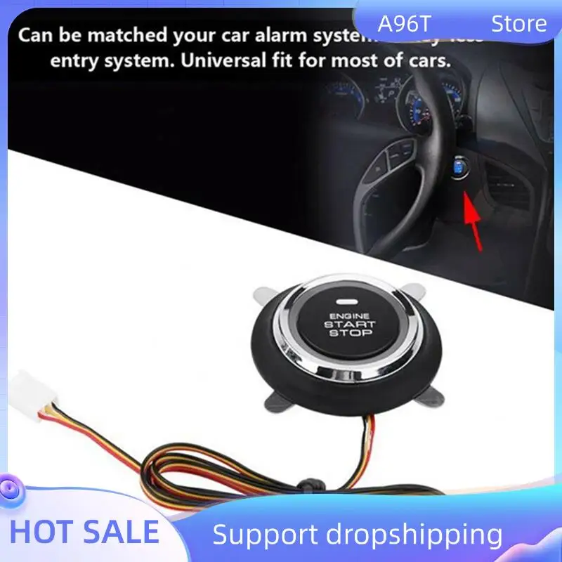 A96T voiture SUV interrupteur moteur d'entrée sans clé pour système d'alarme de démarrage bouton poussoir télécommande arrêt système antivol automatique Durable