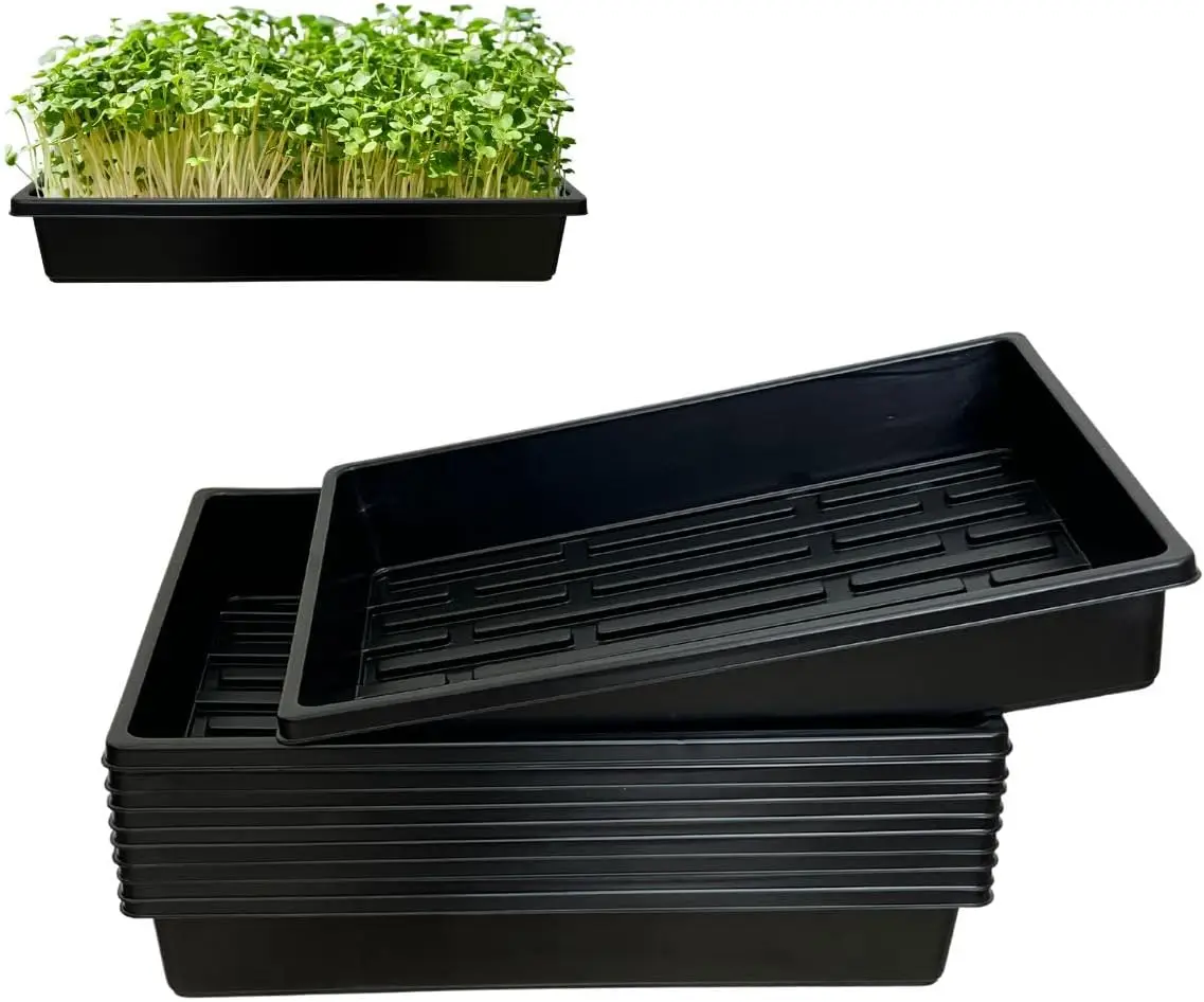 

Heavy-Duty Extra Thick Seed Starting Trays 10 Pack, Reusable Microgreens Growing & Germination Trays, Durable Fodder Fla