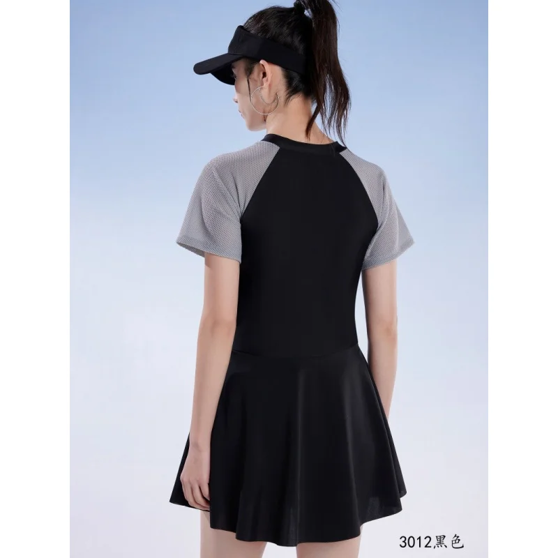 Minsu nuevo traje de baño con falda de una pieza, cintura delgada, talla grande, cubierta adelgazante, traje de una pieza para estudiantes de primavera caliente, malla 3012