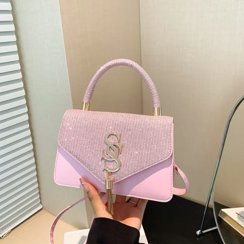2025 New Trendy Small Square Bag - Letter Embroidered Simple Design Versatile Commuter Shoulder Messenger