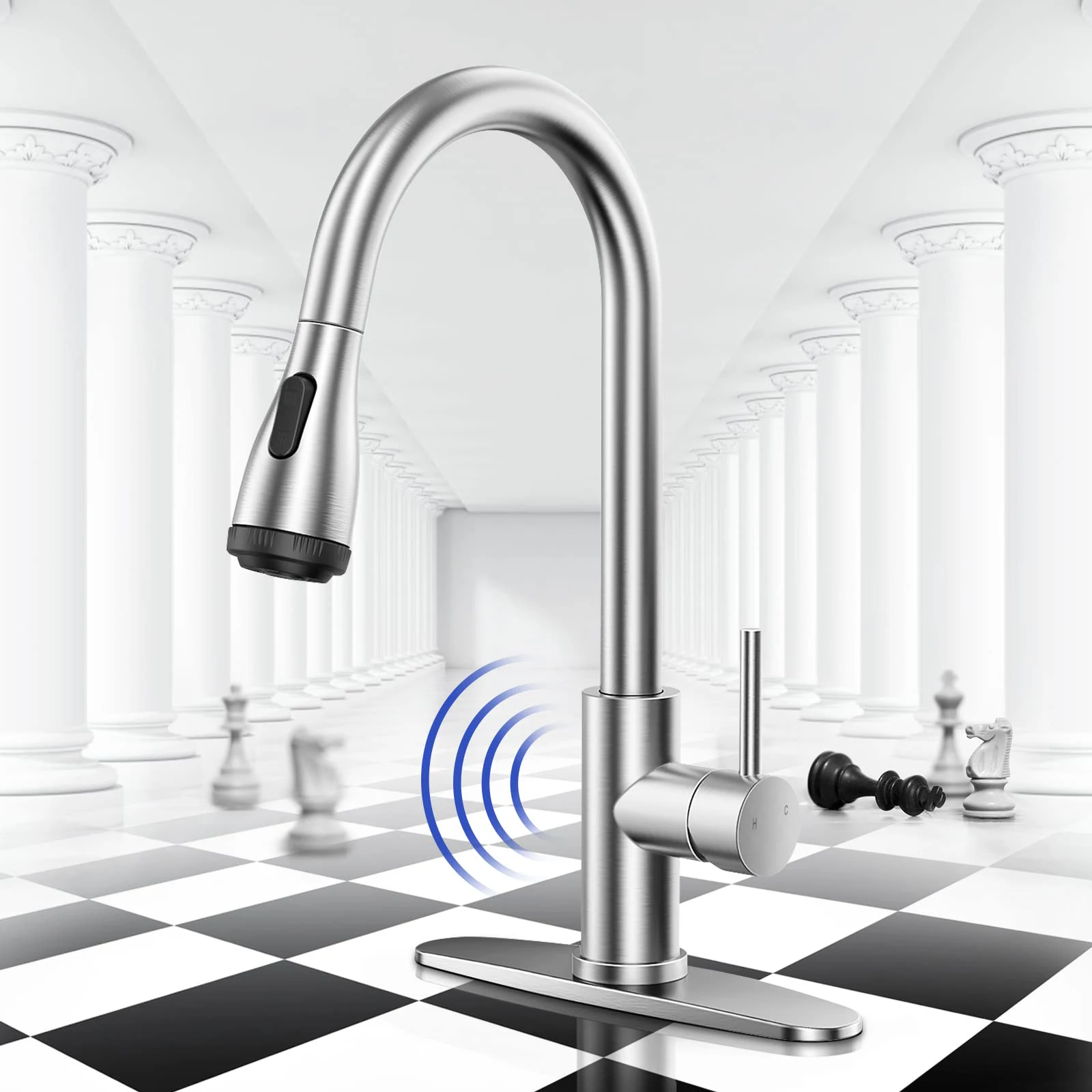 

Touchless Kitchen Faucet Smart Kitchen Sink Faucet Sensor 4 Modes Pull Down Kitchen Sprayer Fingerprint Resistant Dual Temp