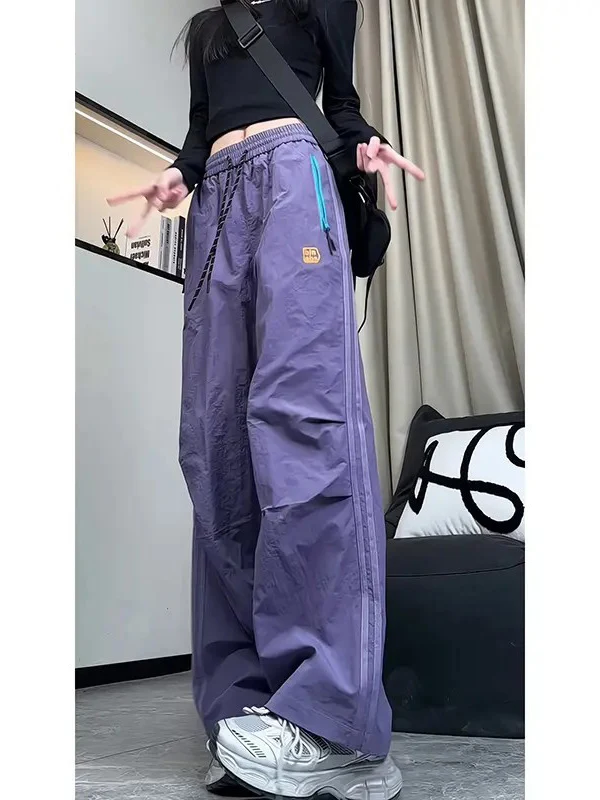 

Женские брюки из быстросохнущего ледяного шелка для лета, для активного отдыха, для альпинизма, с дизайнерскими складками, в стиле парашютиста, рабочая одежда, прямой крой.