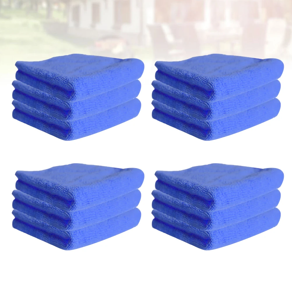 

12 Pcs Microfiber Cleaning Towels Dish Cloths Oil Wiping Kitchen Tools Absorbent Reusable Blue Color Water Furniture Window Door