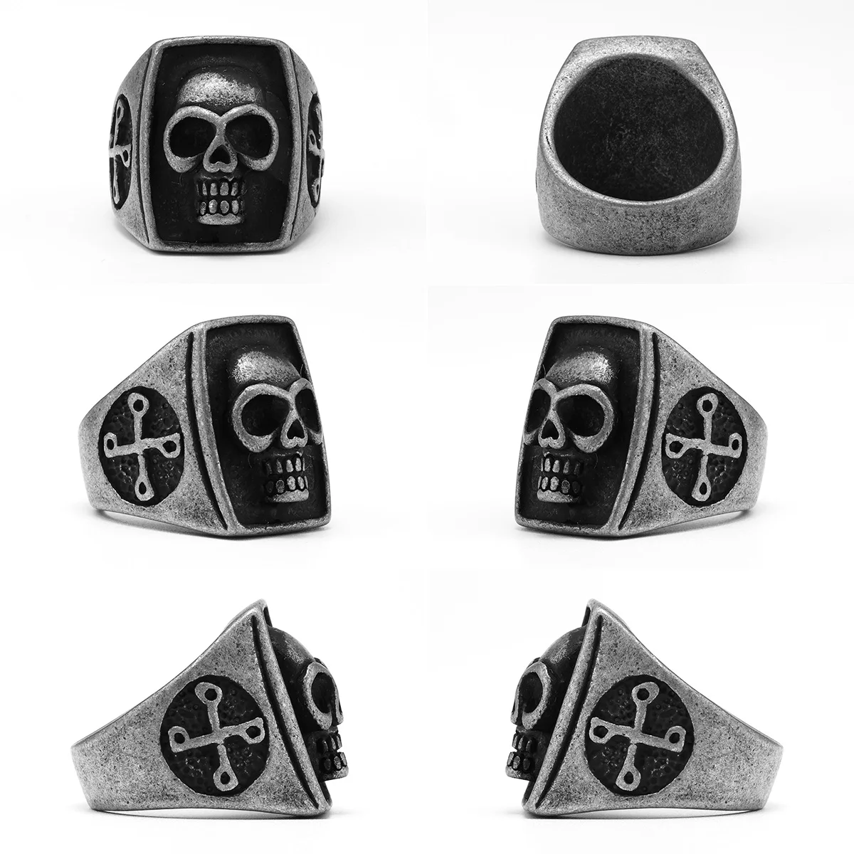 Phantom Skull Men Rings Stainless Steel Women Jewelry Punk Rock Vintage Black Gothic Simple Fashion Accessories Gifts Wholesale