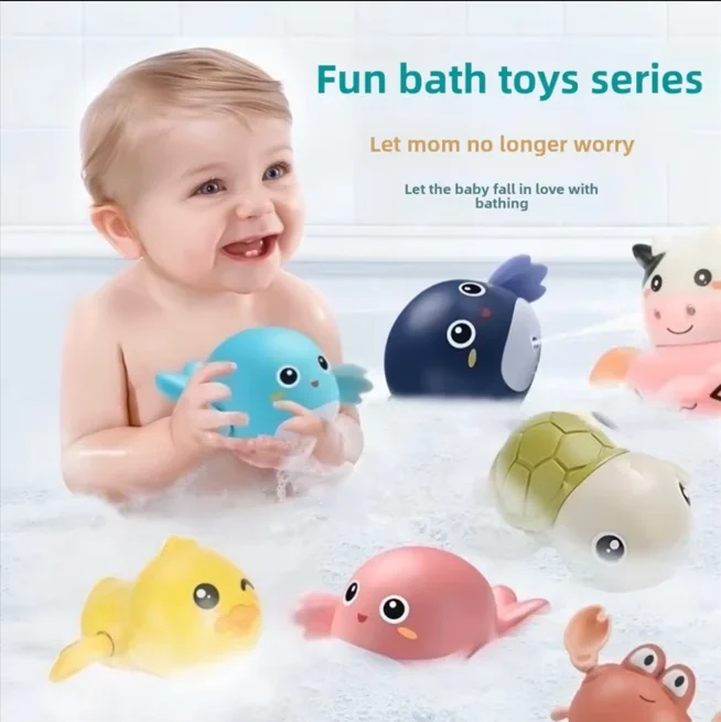 

Cute Turtle & Whale Bath Toys - Wind-Up Swimming Animals for Baby Bath Time Fun