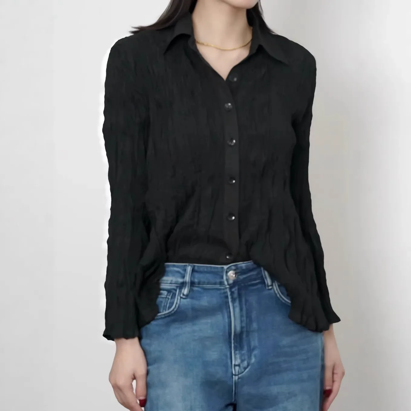 Miyake Folds 2026 Spring and Summer New Shirt Female Senior Sense of Light Luxury Fashion Women's Blouses Layering Tops Pleat