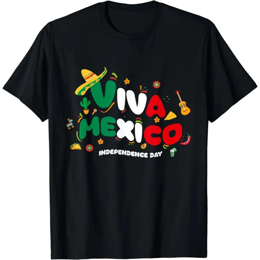 Viva Mexico Mexican Independence Day - I Love Mexico T-Shirt High Quality Cotton Shirts for Men and Women Short-sleev Tee-tops